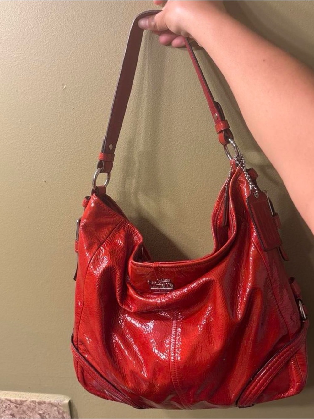 Coach Red Patent Leather Shoulder Bag
